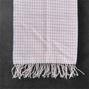D&Y Soft Houndstooth Pastel Pink and White Scarf